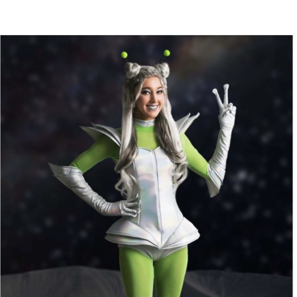 Women's Green and Silver Alien Costume